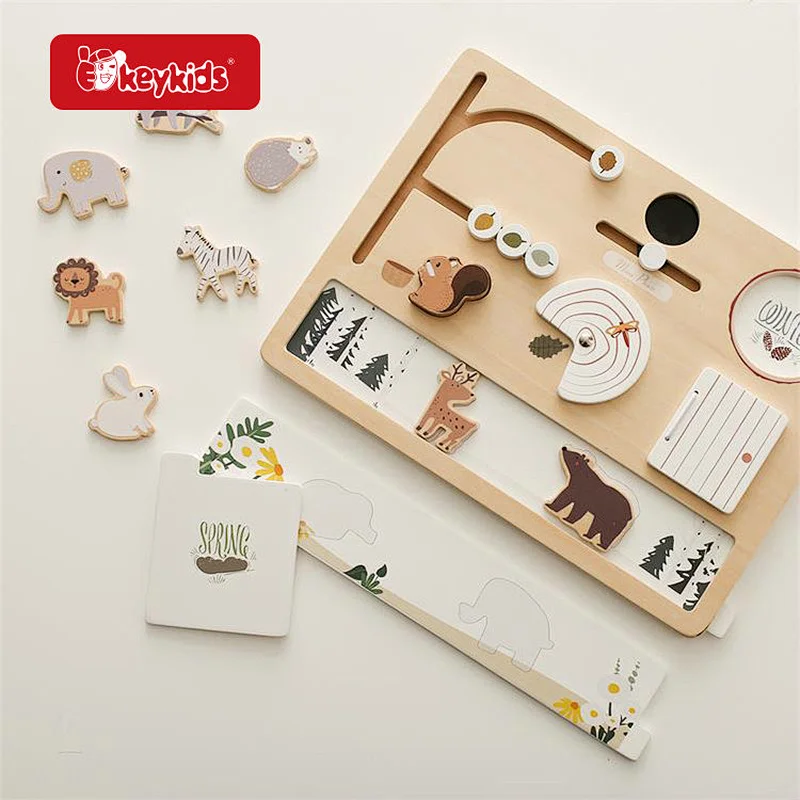 New Arrival Educational Season Cognitive Wooden Forest Busy Board For Kids W12D533
