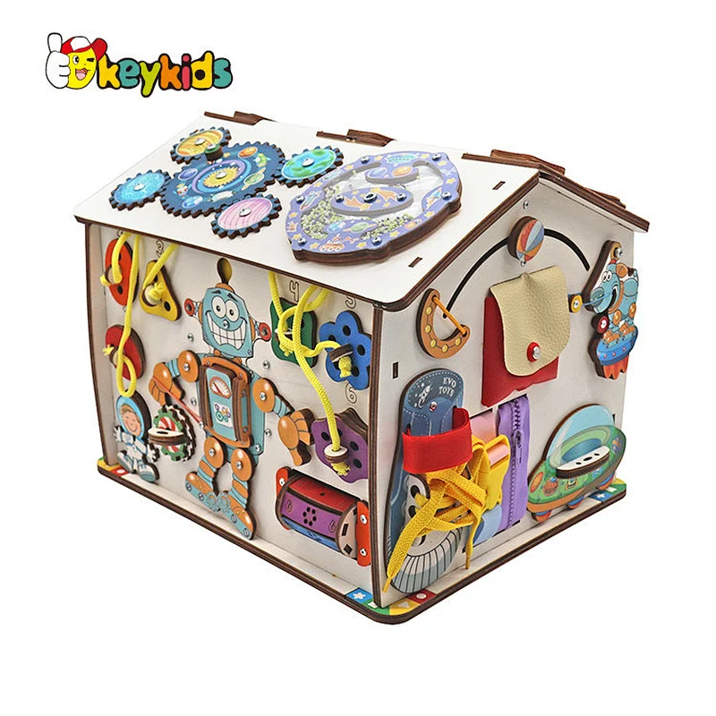 Early learning educational wooden activity busy board house toys for kids W12D437