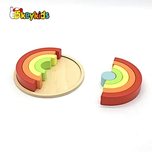 Custom educational rainbow colored wooden blocks for kids W14A364
