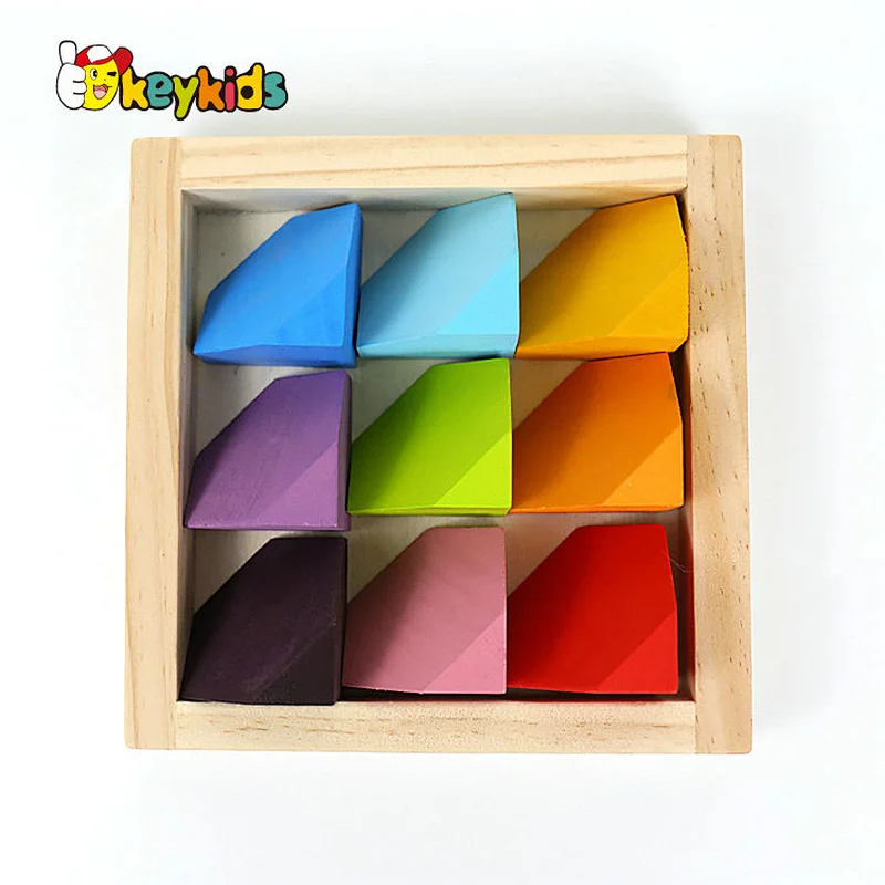 Early Educational Coloful Corner Stone Blocks Wooden Stacking Toy For Kids W11D024
