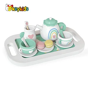 New arrivals role play simulation wooden toy afternoon tea set for kids W10B463