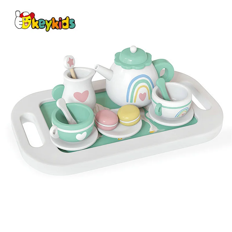 New arrivals role play simulation wooden toy afternoon tea set for kids W10B463