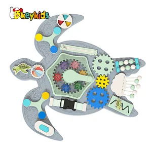 Educational Sensory Activity Toy Turtle Shaped Wooden Busy Board For Kids W12D494