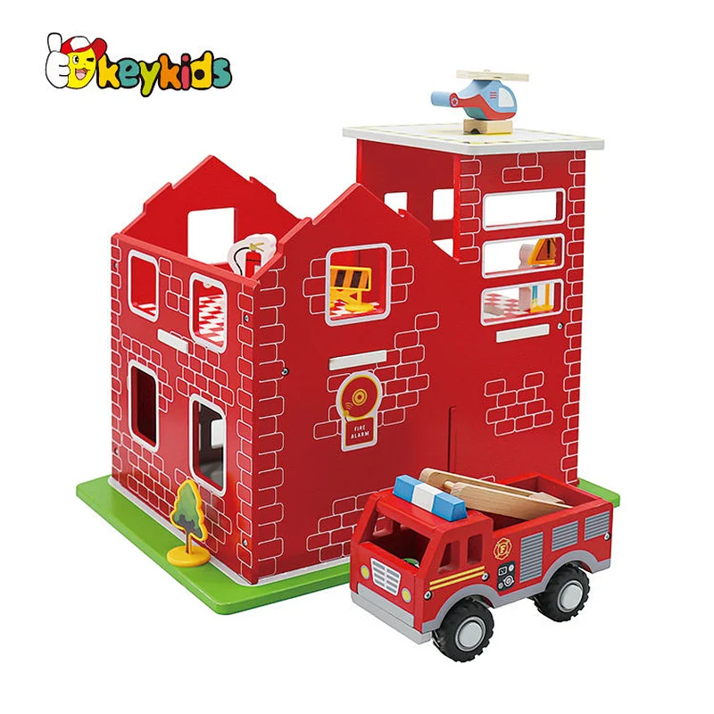 New design preschool simulation wooden toy car parking lot for children W04B113