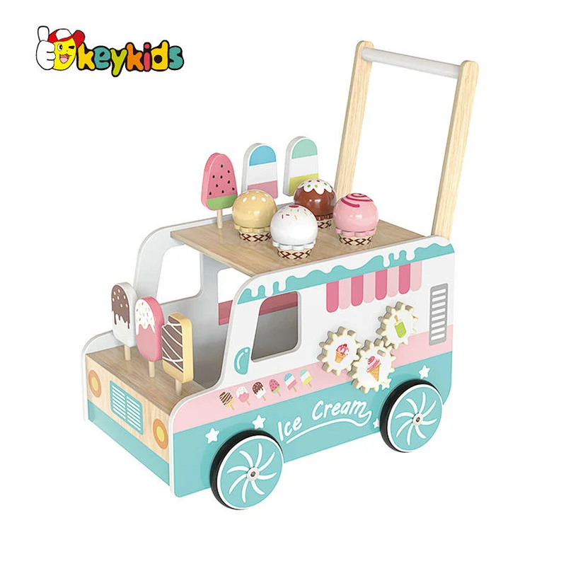 New arrive DIY educational play wooden ice cream car toy for toddlers W16E207