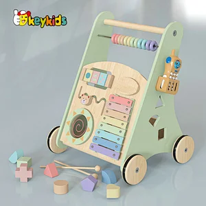 New design educational push wooden baby walker with activity center W08J001I