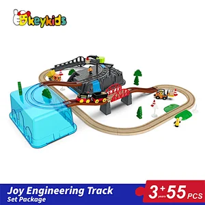 Hot sell 55 pcs classic railway wooden steam train toy for kids W04C248