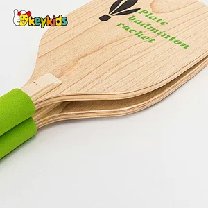 OEM outdoor or indoor playing fitness non-slip wooden shuttlecock ball plate paddle with ball W01C008