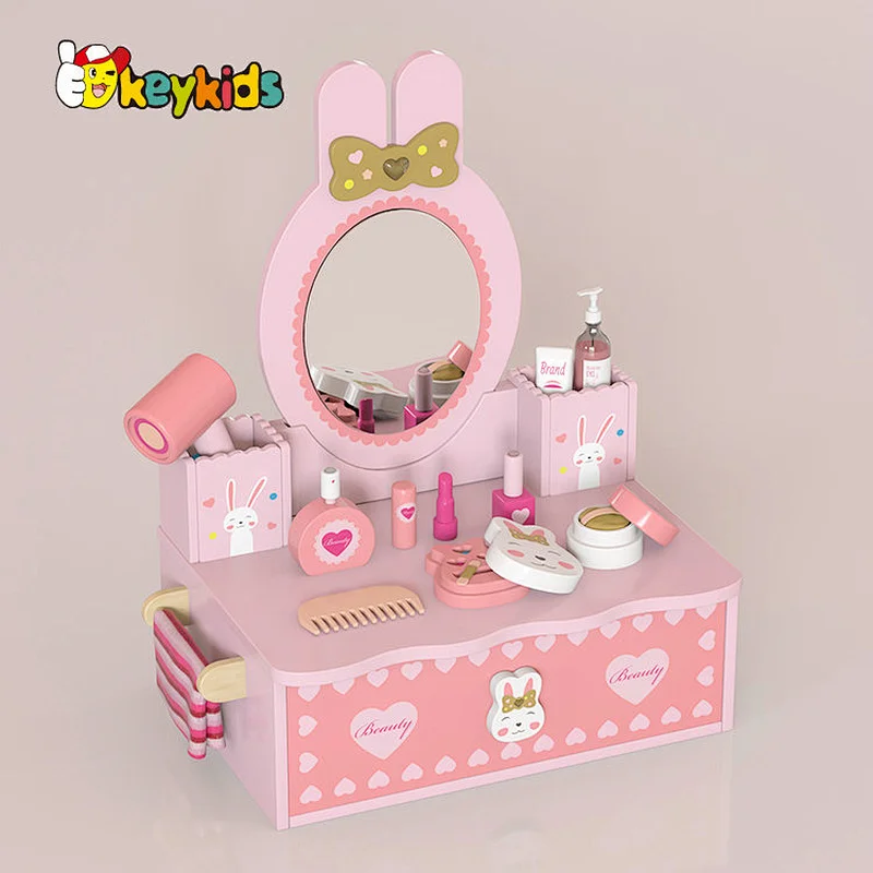 New hottest pink princess vanity wooden makeup table toy for girls W10D577
