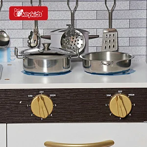 Customize Play House Cooking Toys Set Black Wooden Play Kitchen For Kids W10C529E