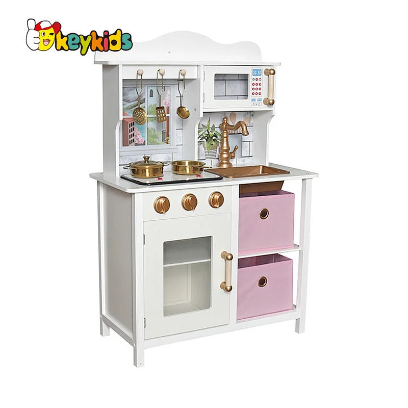 Simulation Role Playing Game Wooden Play Kitchen Set For Children W10C698B