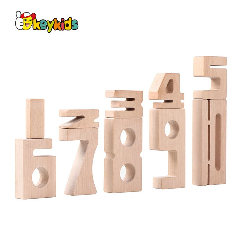 Montessori educational wooden stacking number block for kids W13D401