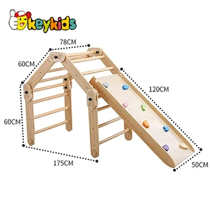 Professional factory toddlers climbing ladder wooden play centre with ramp W01F062