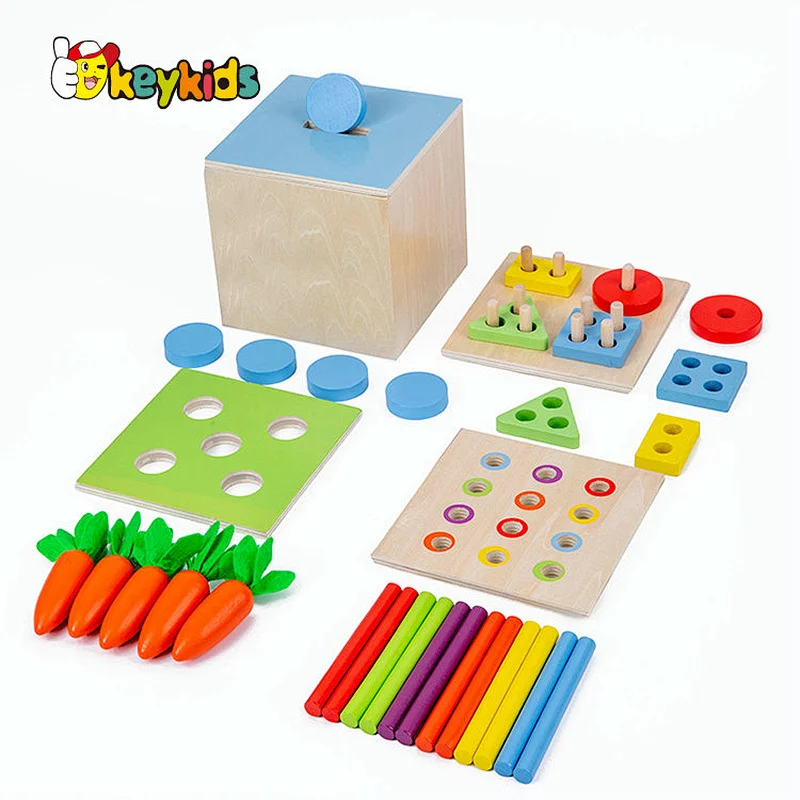 4 in 1 play kit intelligence object permanence box wooden montessori toys for Boys and Girls Age 3, 4, 56 years W12D451