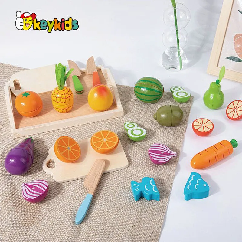 Most Popular Simulation Play wooden cutting fruits and vegetables toys for children W10B468
