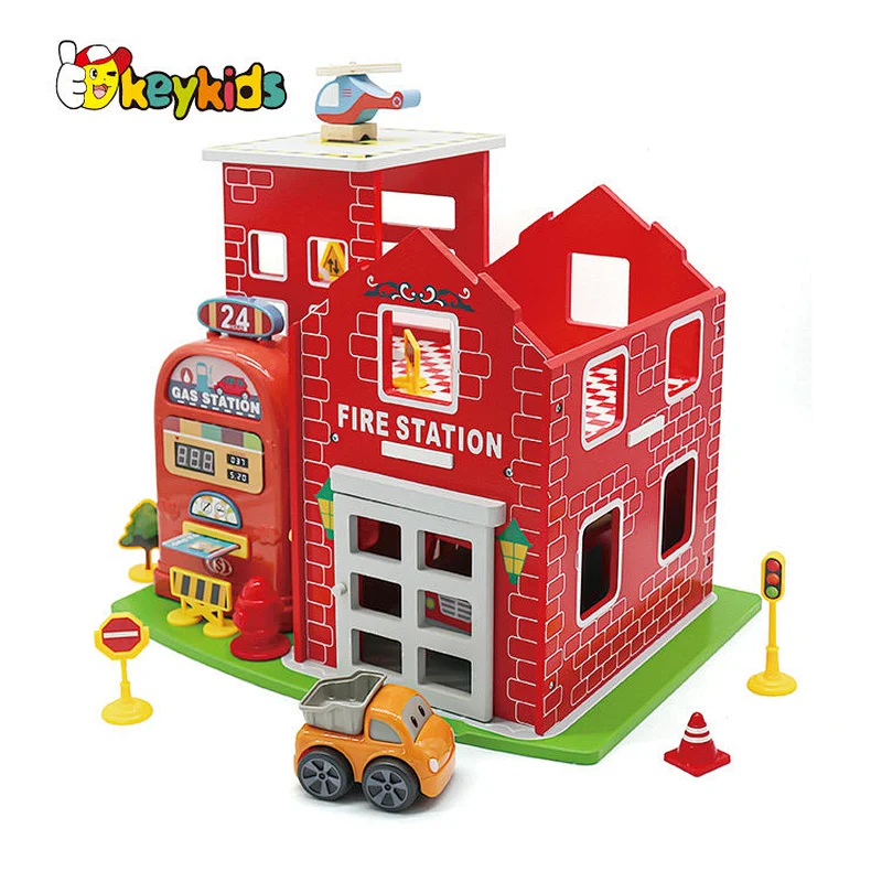 New design preschool simulation wooden toy car parking lot for children W04B113