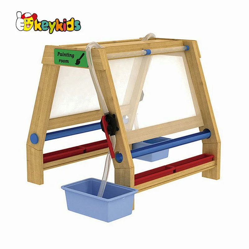 Outdoor large kids washable wooden painting board with water pump W01D253