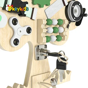 Customize tree shape wooden busy sensory board for early learning W12D439