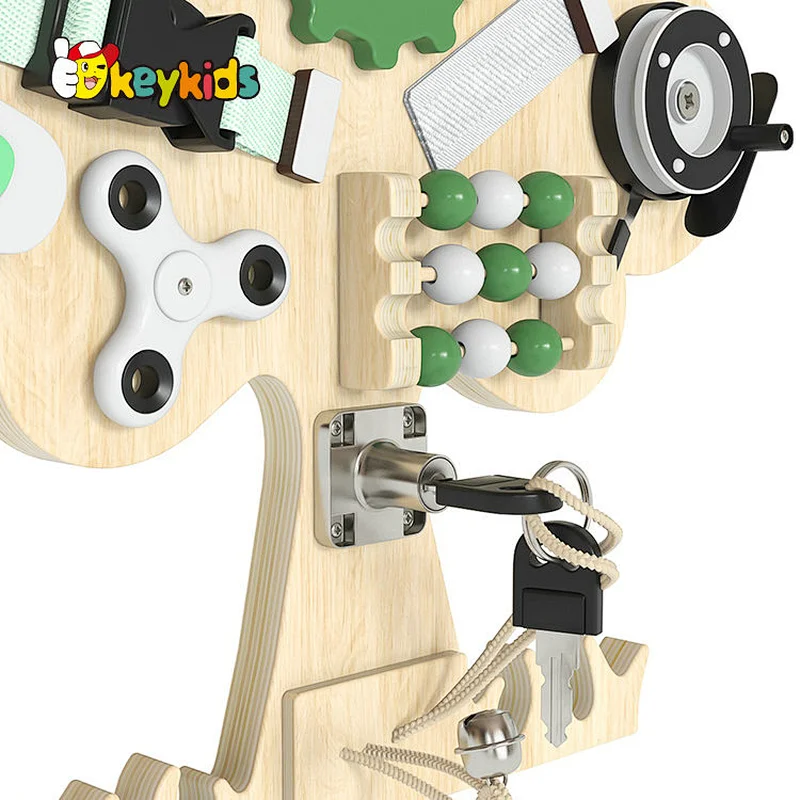 Customize tree shape wooden busy sensory board for early learning W12D439