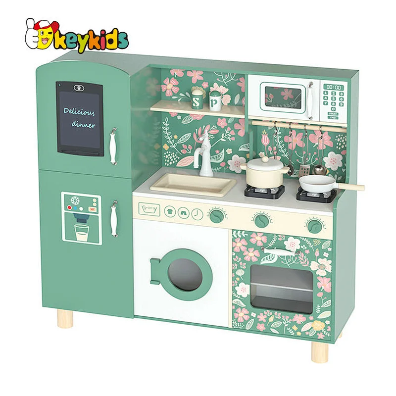 Eco friendly preschool children elections wooden play kitchen with magnetic board W10C790