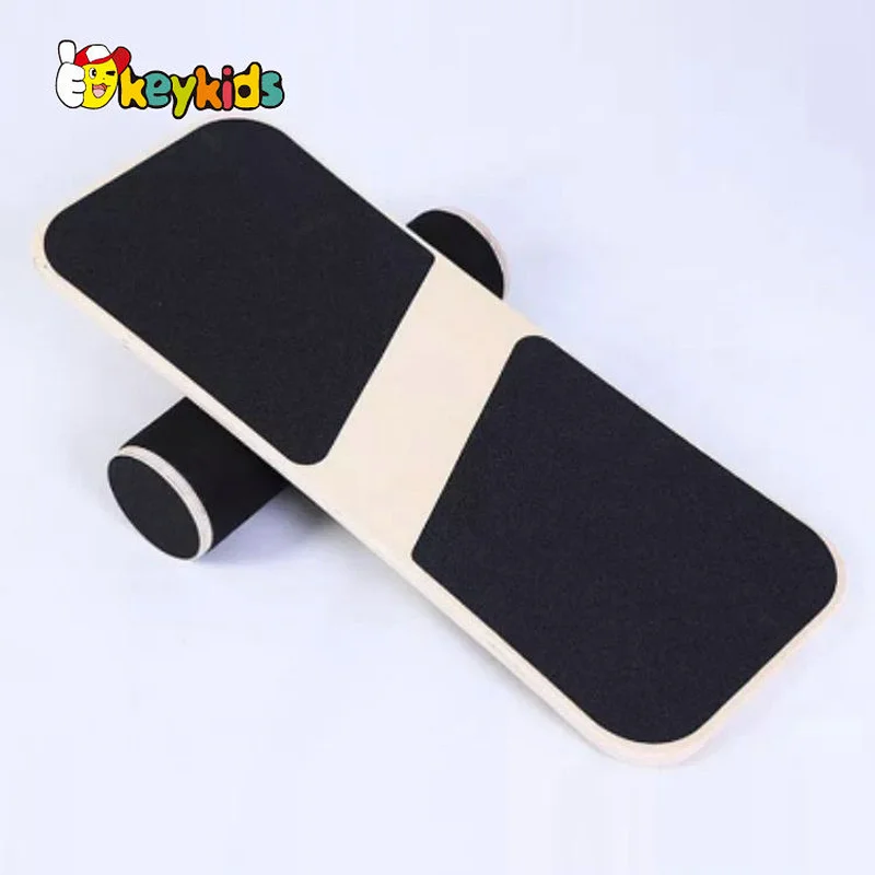 Wholesale custom wooden rocker board with PE roller W01F074