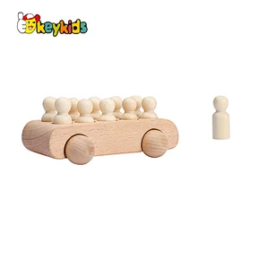 customzie natural beech wood beech car toy with pegs W05C155