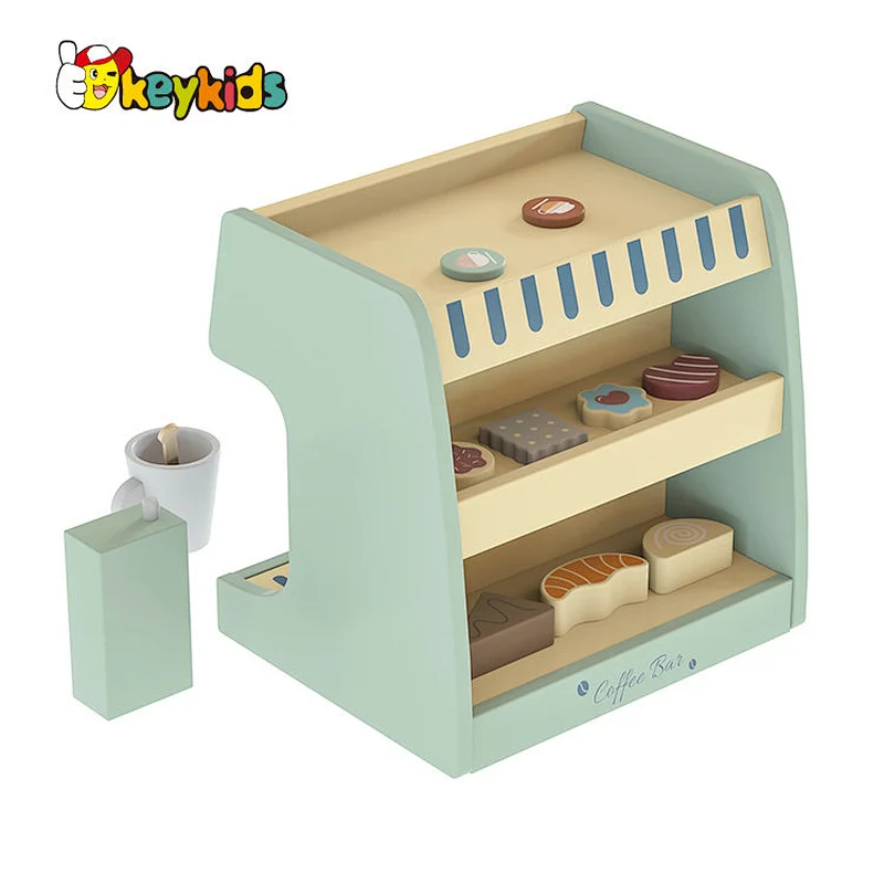 Customize Play House Coffee Shop Play Set Wooden Coffee Machine Toy For Kids W10D682