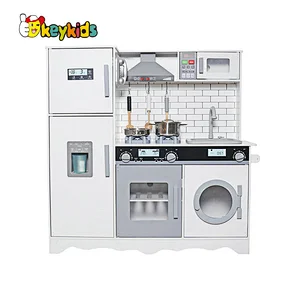 2023 New Upgrade stove kids wooden electronic kitchen toy with realistic washing machine W10C513F
