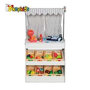 New arrivals fruit supermarket toy set wooden play grocery store for kids W10A109B