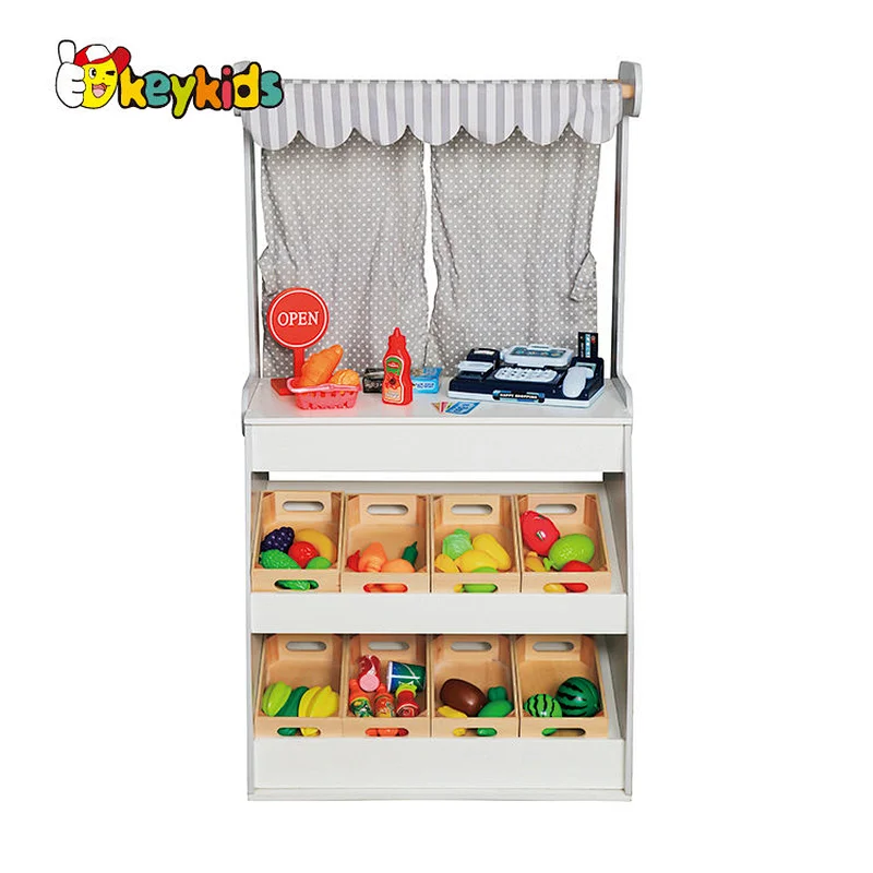 New arrivals fruit supermarket toy set wooden play grocery store for kids W10A109B