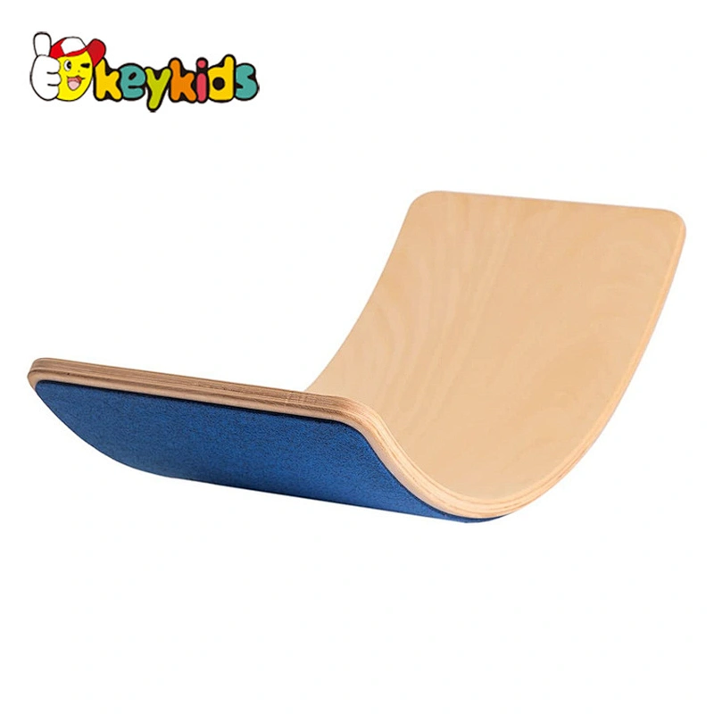 Montessori children balance training wooden wobble balance board with felt W01F065