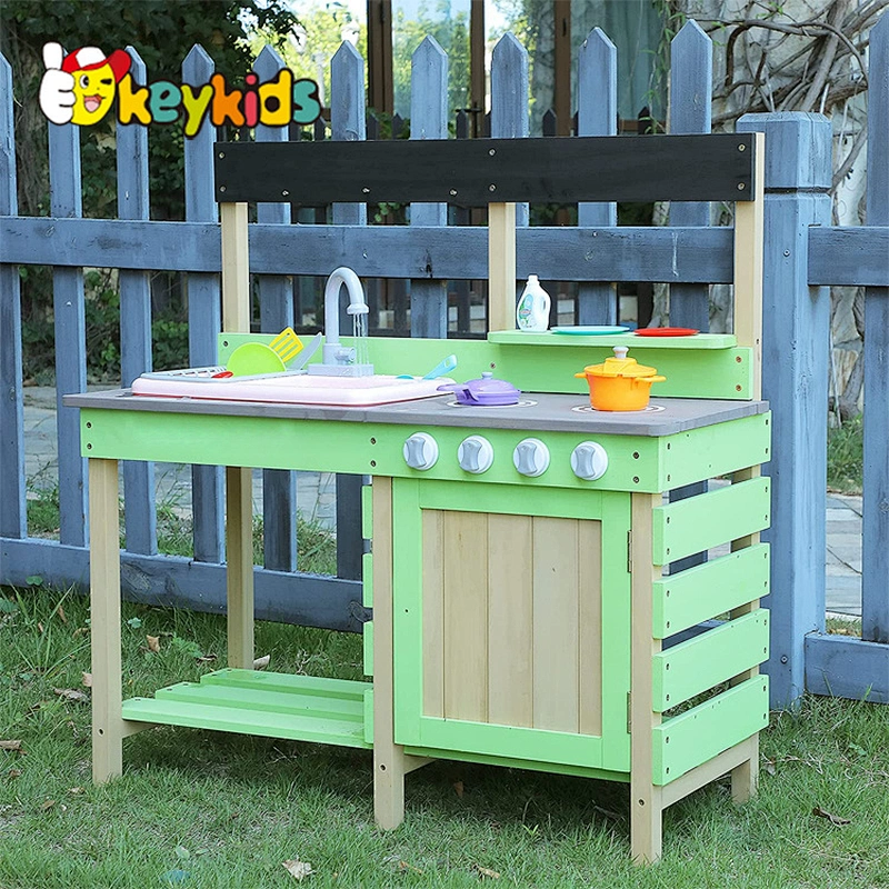 Children pretend play mud kitchen wooden toy kitchen set for for outdoor play W10C780