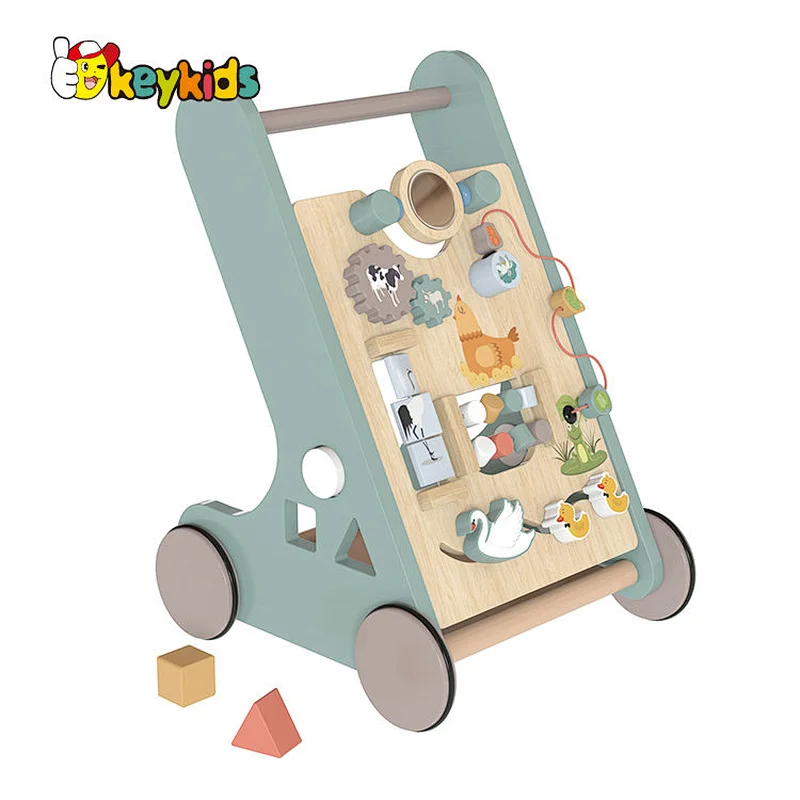 New design educational activity play wooden walking push toy for toddlers W16E210