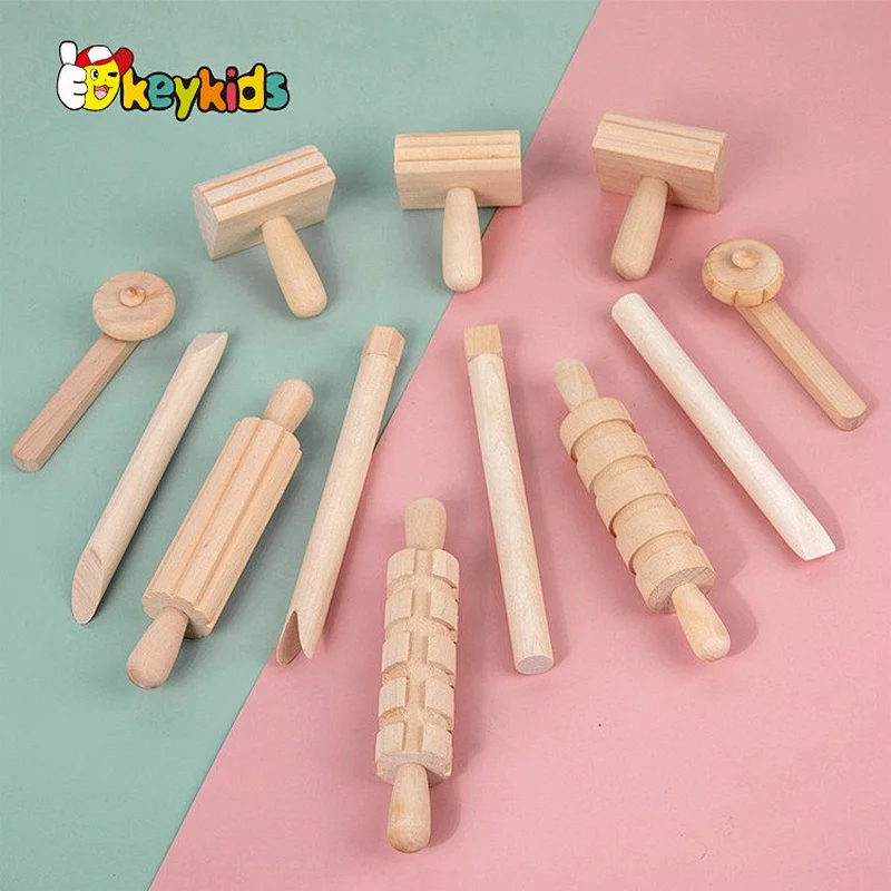 Kids arts crafts rolling pins wooden clay stamp for sale W10D630