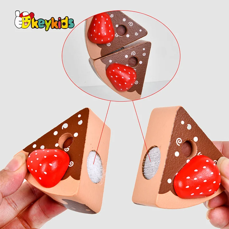 New arrivals role play simulation wooden toy chocolate cake for kids W10B456