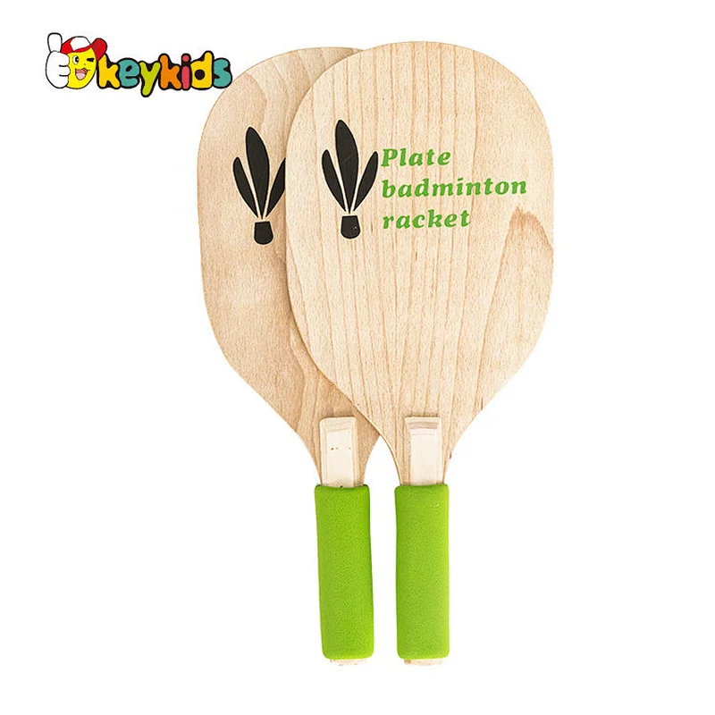 OEM outdoor or indoor playing fitness non-slip wooden shuttlecock ball plate paddle with ball W01C008