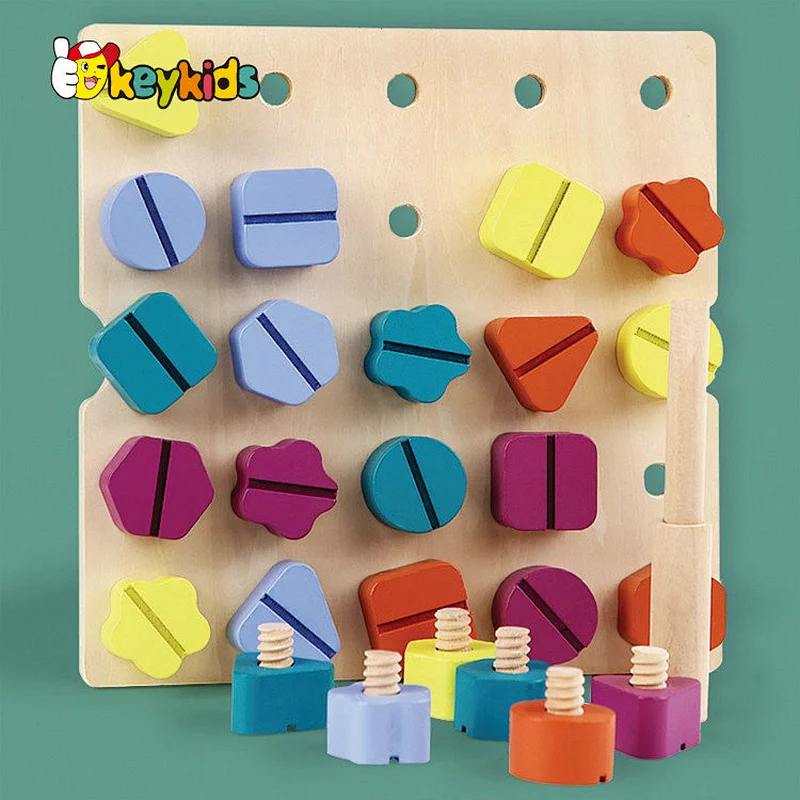 Diy intelligence wooden screw nut matching puzzle for kids W03C054