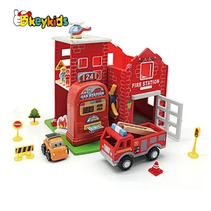 New design preschool simulation wooden toy car parking lot for children W04B113