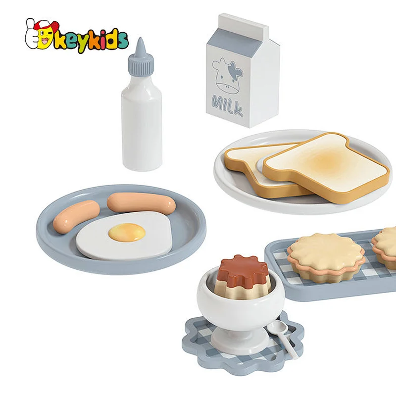 Hot sale pretend play cooking wooden toy breakfast set for children W10B466
