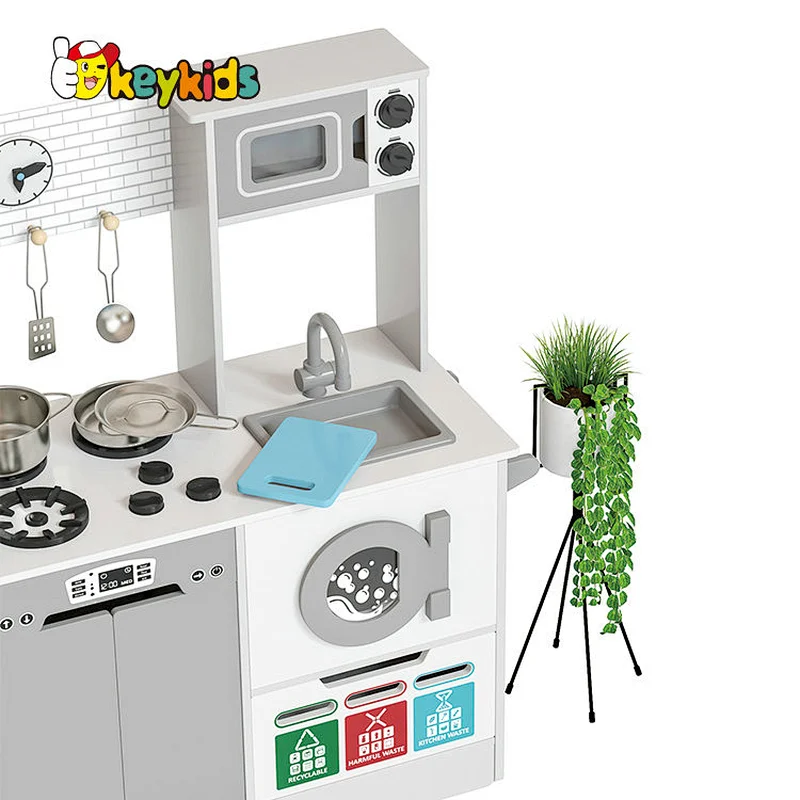 Eco-friendly Non-Toxic educational pretend play wooden toy kitchen set for kids W10C761