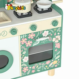 Eco friendly preschool children elections wooden play kitchen with magnetic board W10C790