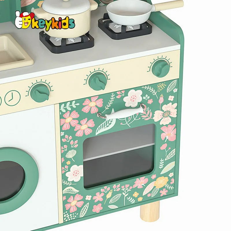 Eco friendly preschool children elections wooden play kitchen with magnetic board W10C790