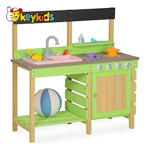 Children pretend play mud kitchen wooden toy kitchen set for for outdoor play W10C780