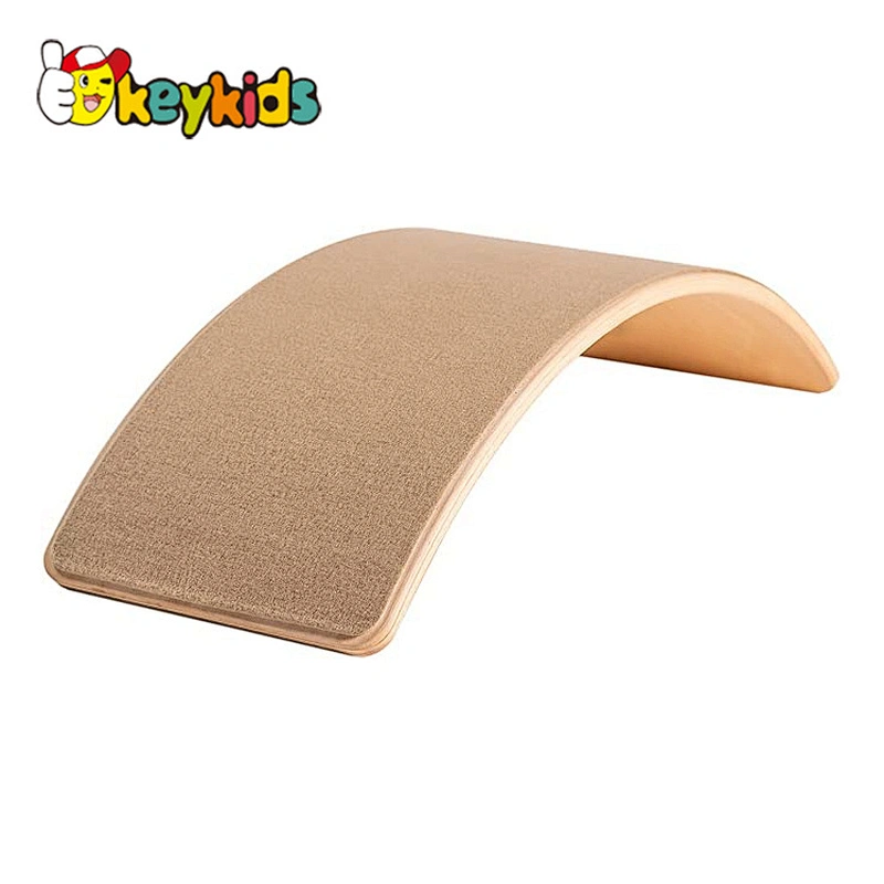 Montessori children balance training wooden wobble balance board with felt W01F065