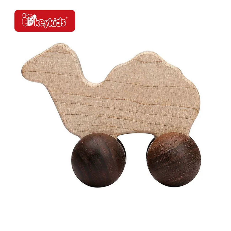 High Quality Educational Teething Natural Wooden Push Train Toy For Kids W04A614