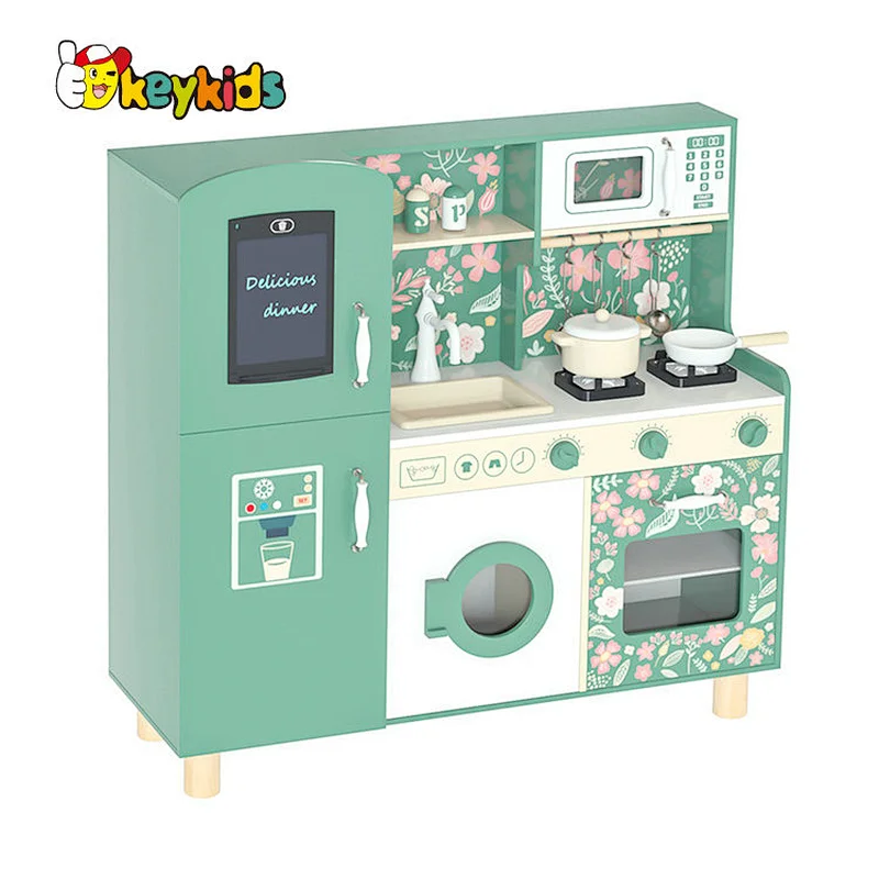 Eco friendly preschool children elections wooden play kitchen with magnetic board W10C790