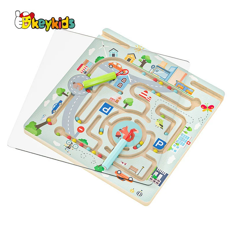 Customize kids educational toys wooden marble maze board for playing W11H107