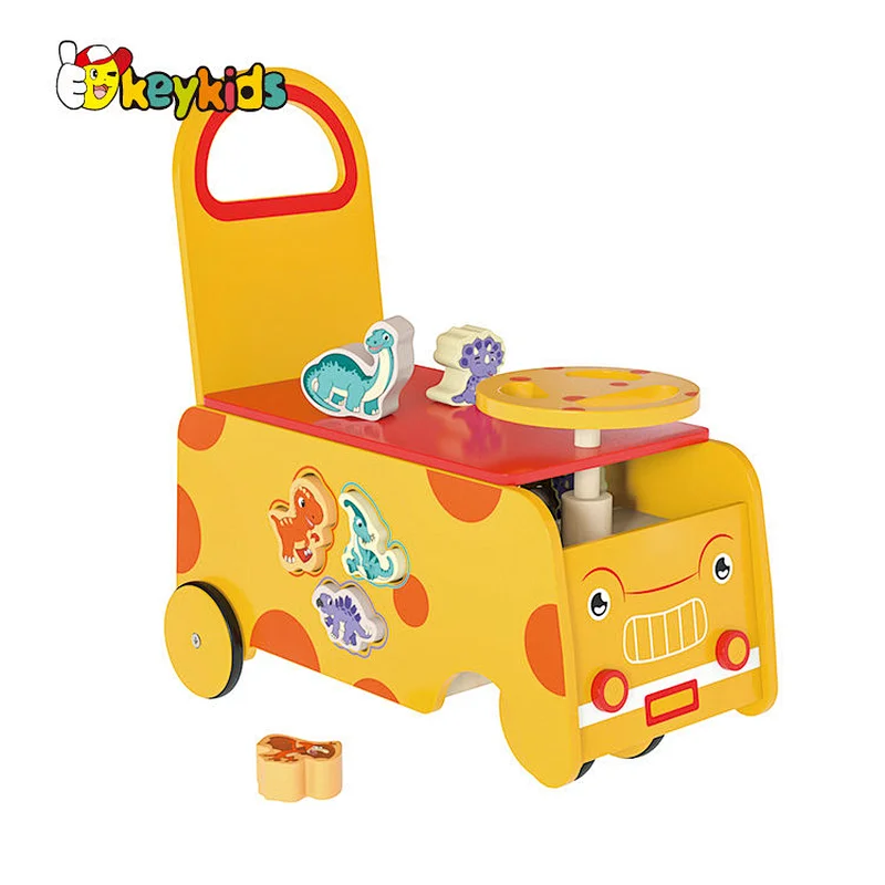 New Educational Wooden Cartoon Animal Push Along Walker Toy For Baby W16E209