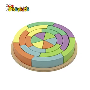 Custom educational stacking wooden rainbow color block toy for children W14A363