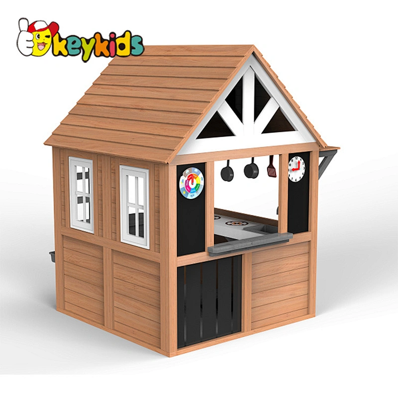 New Arrival Kids Pretend Play Outdoor Wooden Playhouse With Kitchen Set Toy W01D212